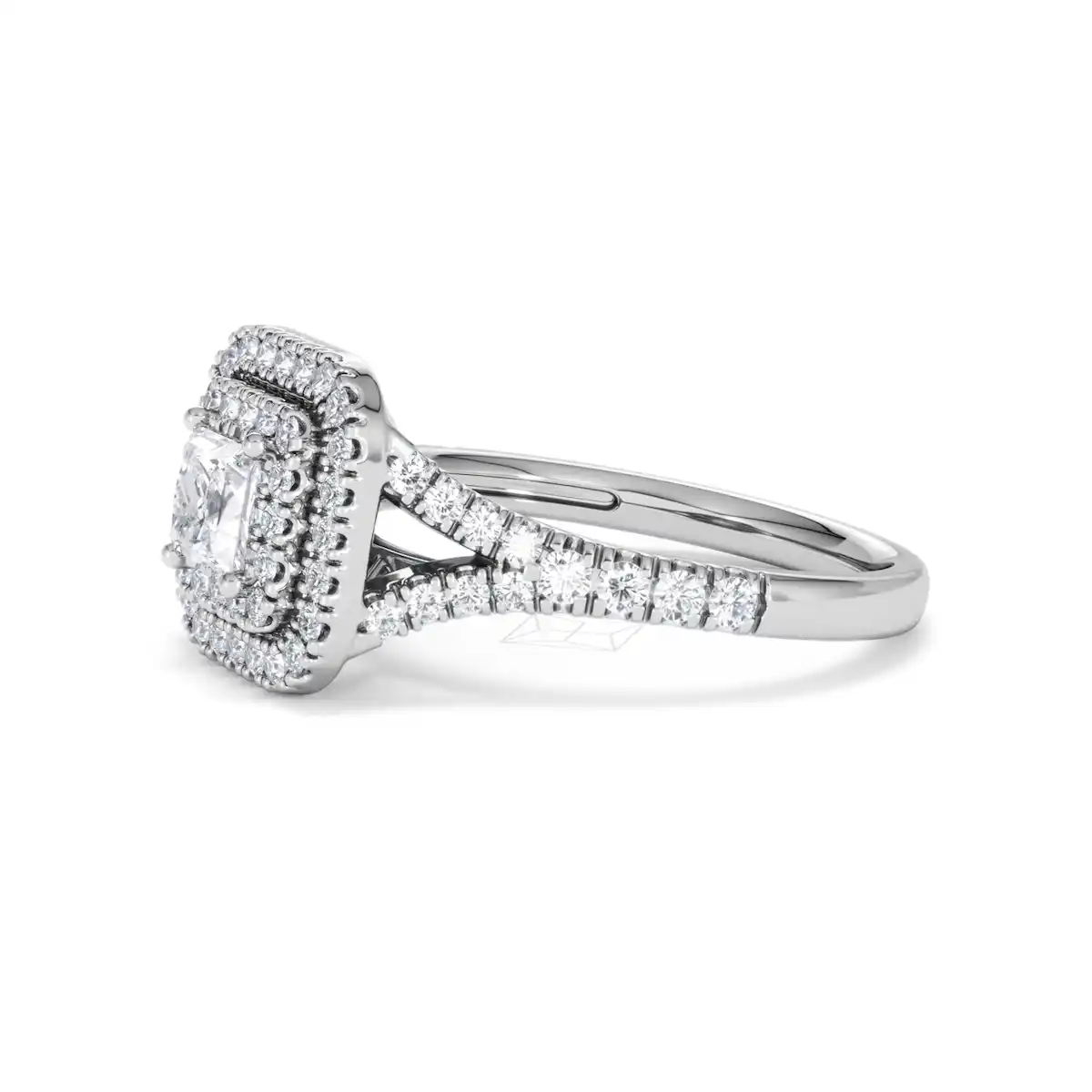 Cleopatra Lab Diamond Halo Engagement Ring in Platinum 1.20ct F/VS1