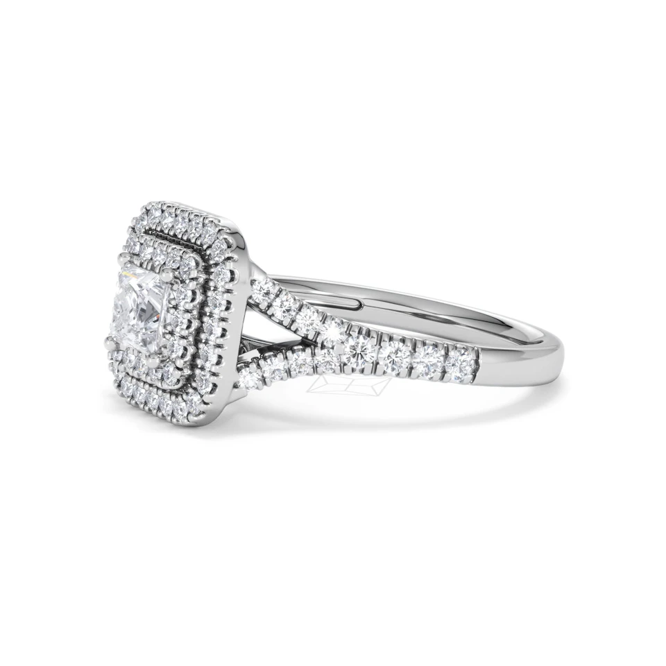 Cleopatra Diamond Halo Engagement Ring in Platinum 1.20ct G/SI2