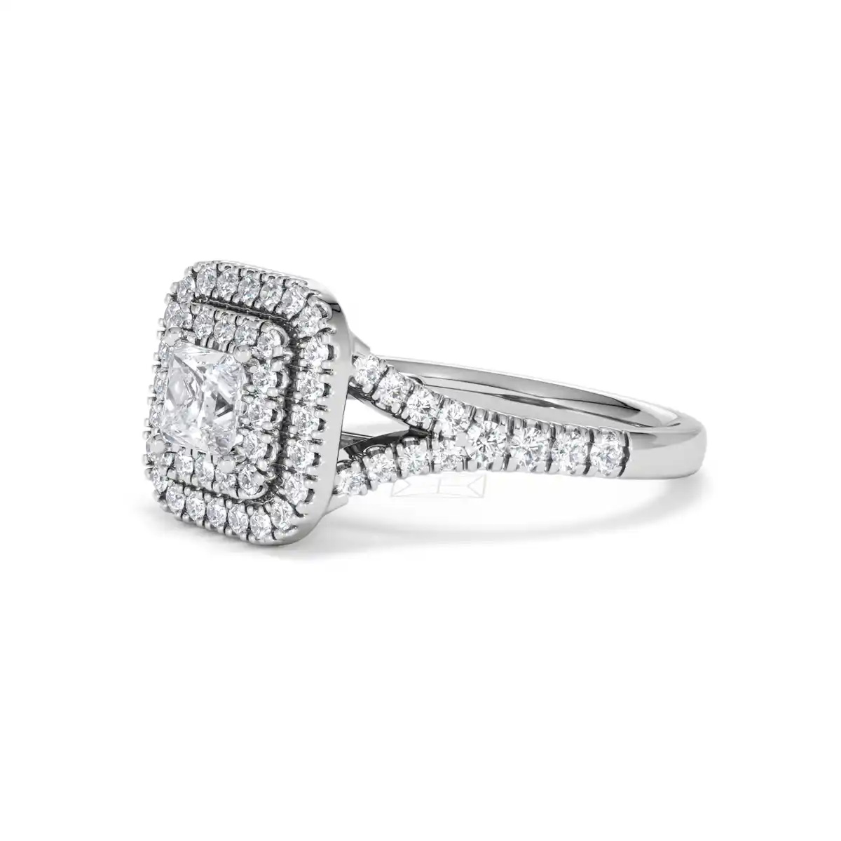 Cleopatra Lab Diamond Halo Engagement Ring in Platinum 1.20ct F/VS1