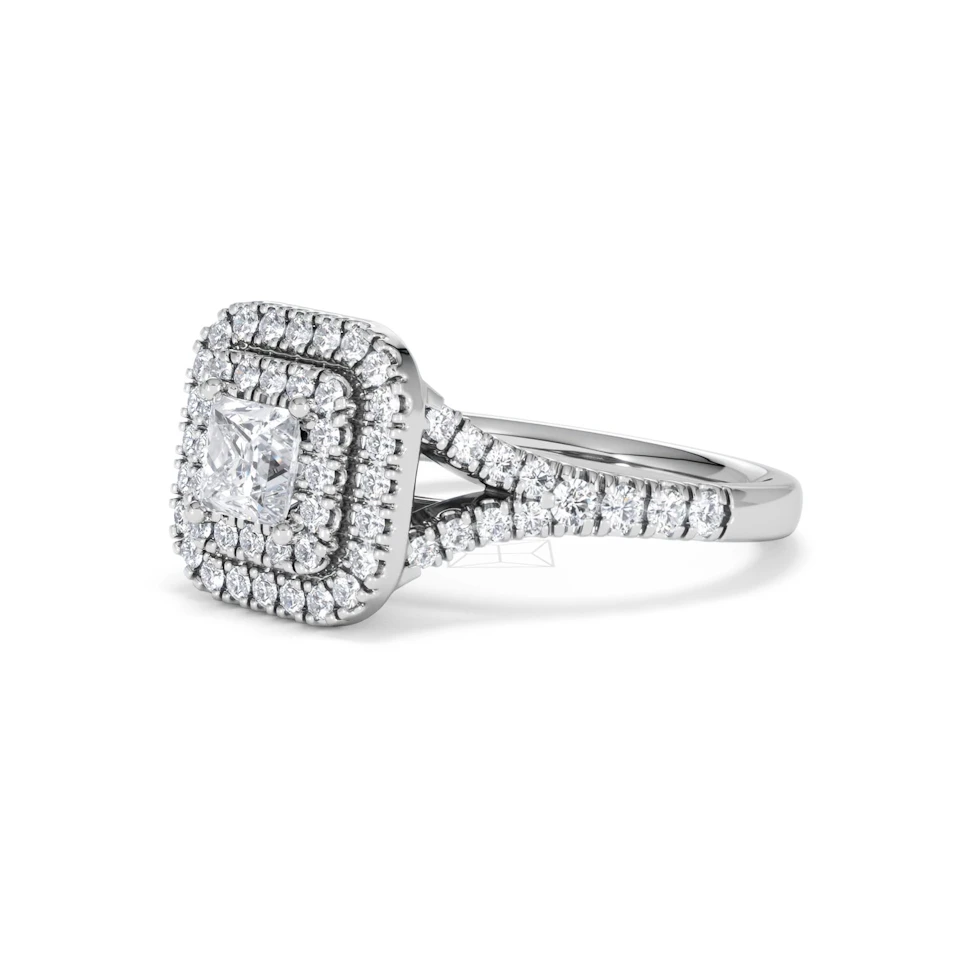 Cleopatra Diamond Halo Engagement Ring in Platinum 1.20ct G/SI2
