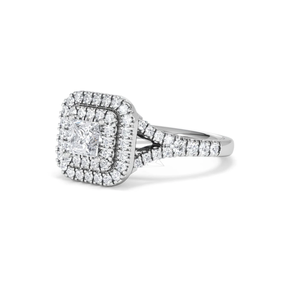 Cleopatra Diamond Halo Engagement Ring in Platinum 1.20ct G/SI2