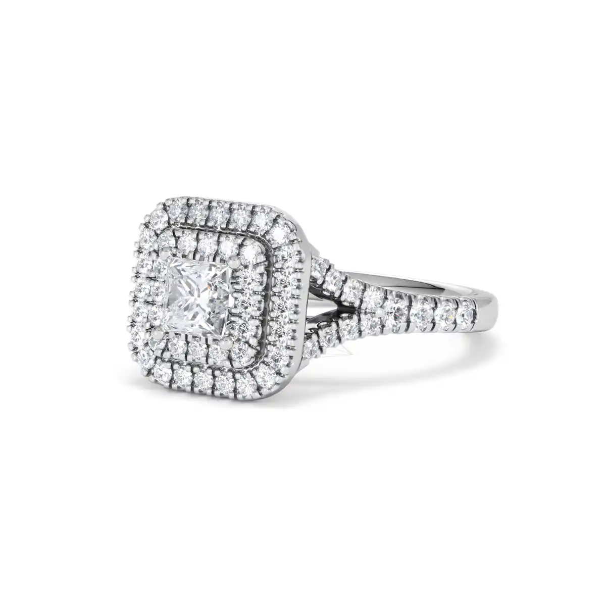 Cleopatra Diamond Halo Engagement Ring in Platinum 1.20ct G/SI2