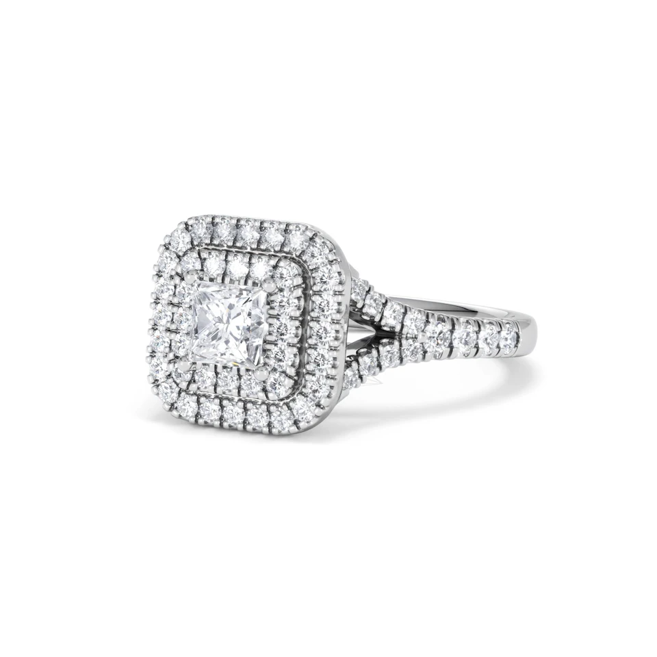Cleopatra Diamond Halo Engagement Ring in Platinum 1.20ct G/SI2