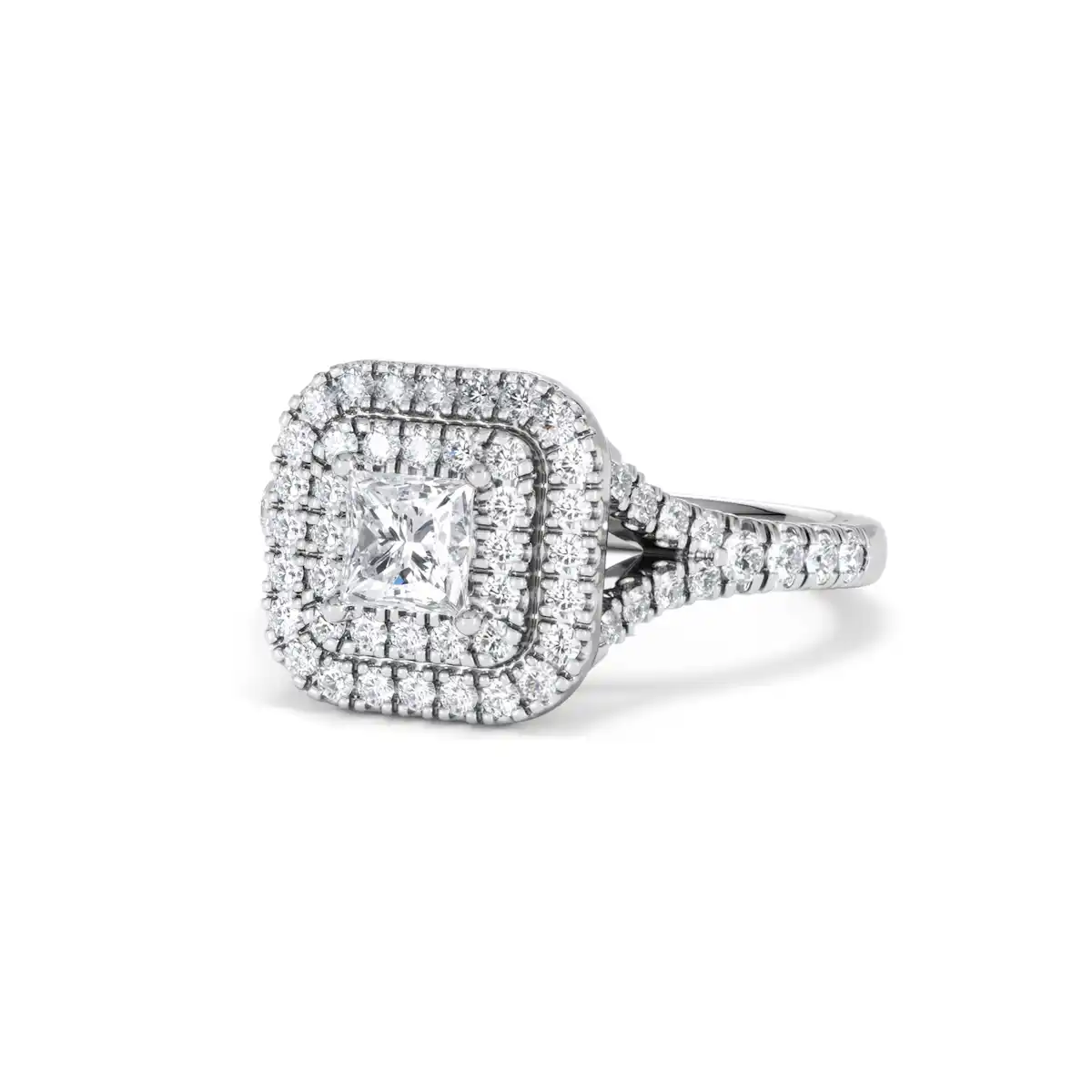 Cleopatra Diamond Halo Engagement Ring in Platinum 1.20ct G/SI2