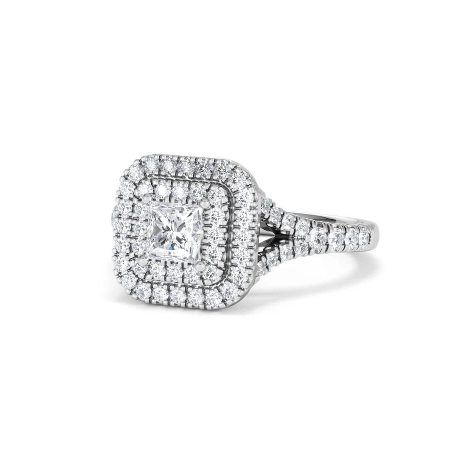 Cleopatra Lab Diamond Halo Engagement Ring in Platinum 1.20ct F/VS1
