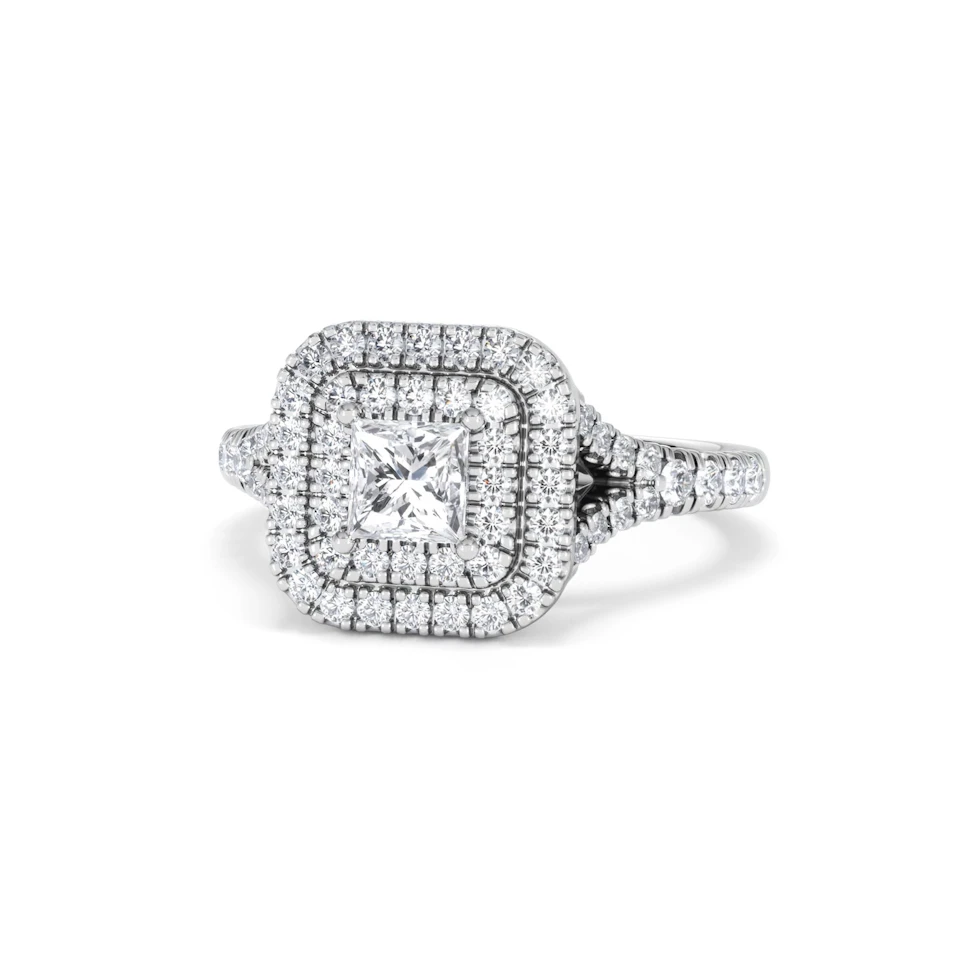 Cleopatra Diamond Halo Engagement Ring in Platinum 1.20ct G/SI2