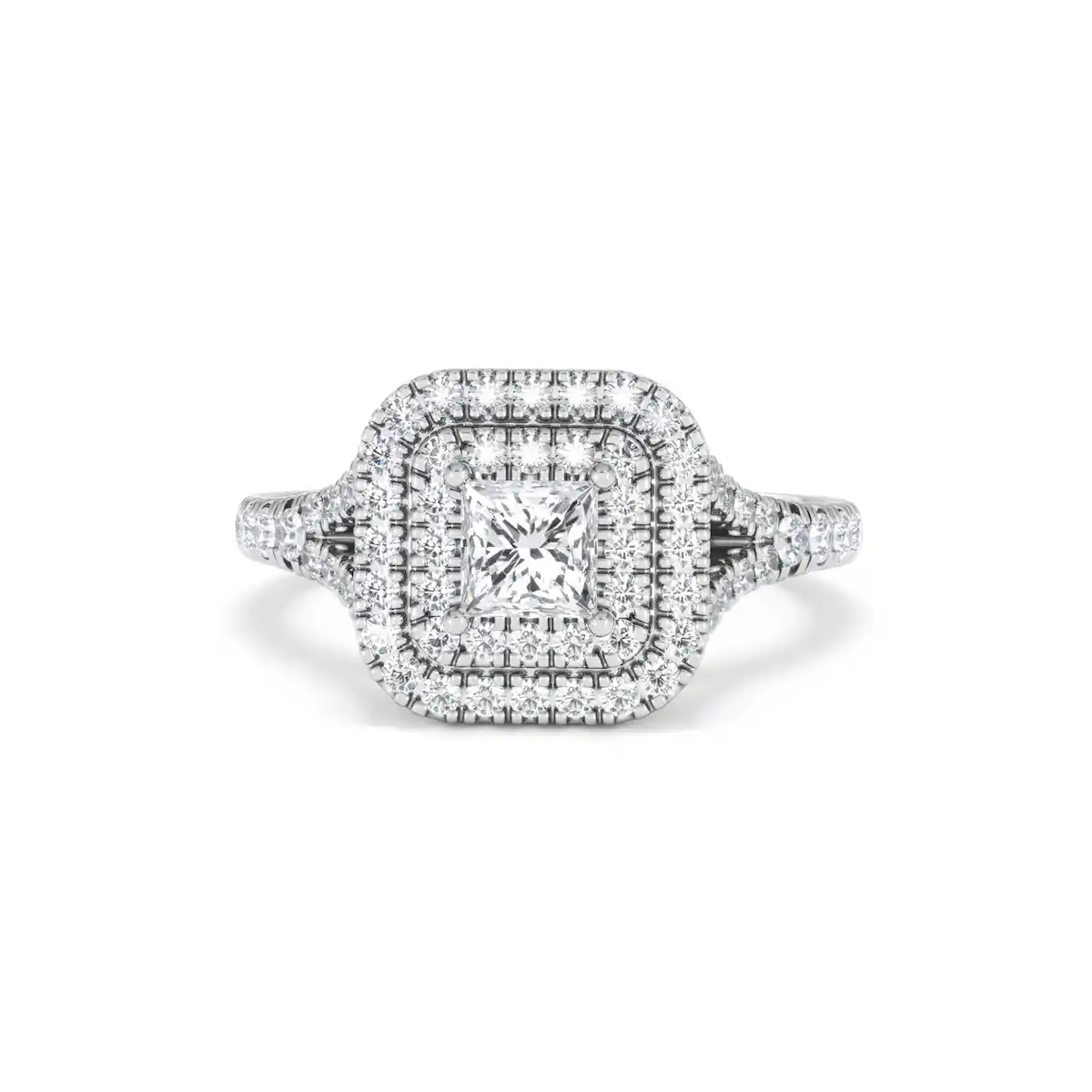 Cleopatra Diamond Halo Engagement Ring in Platinum 1.20ct G/SI2