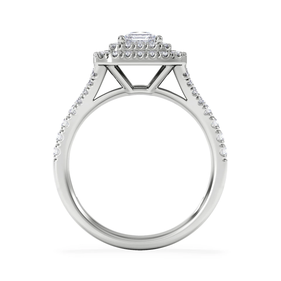 Cleopatra Lab Diamond Halo Engagement Ring 18K White Gold 1.20ct F/VS1