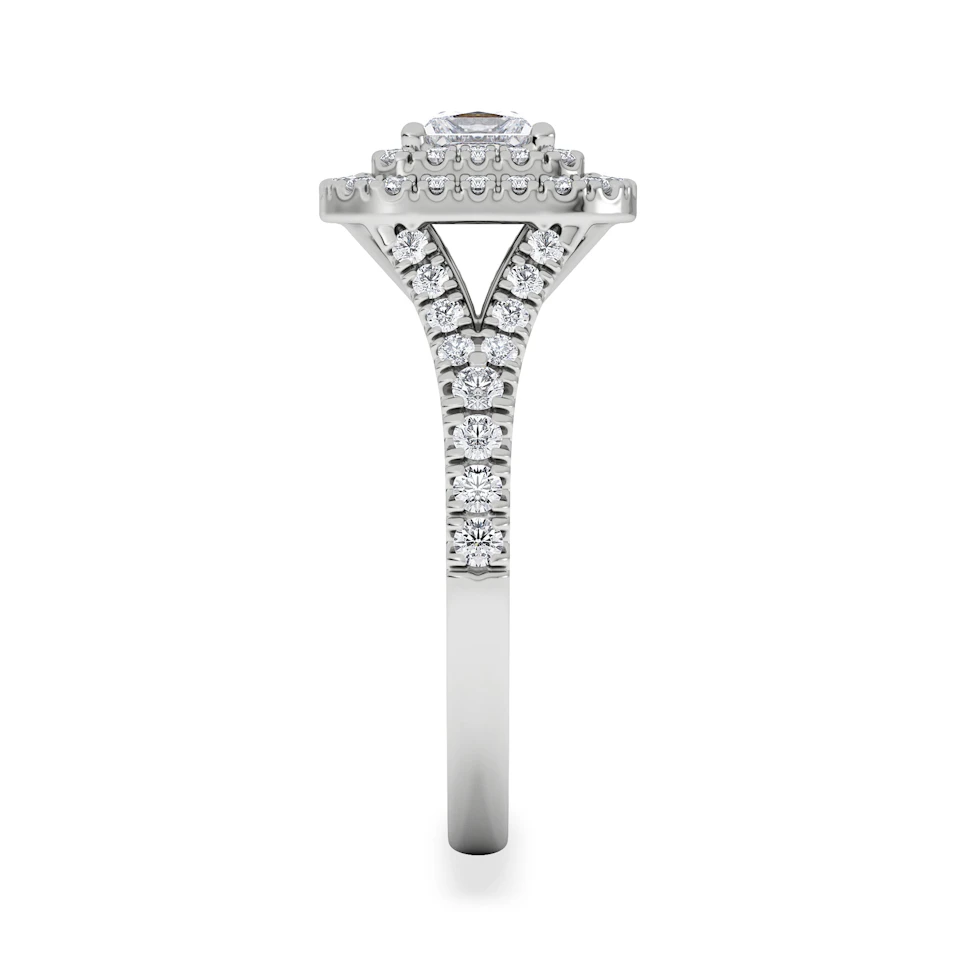 Cleopatra Lab Diamond Halo Engagement Ring 18K White Gold 1.20ct F/VS1