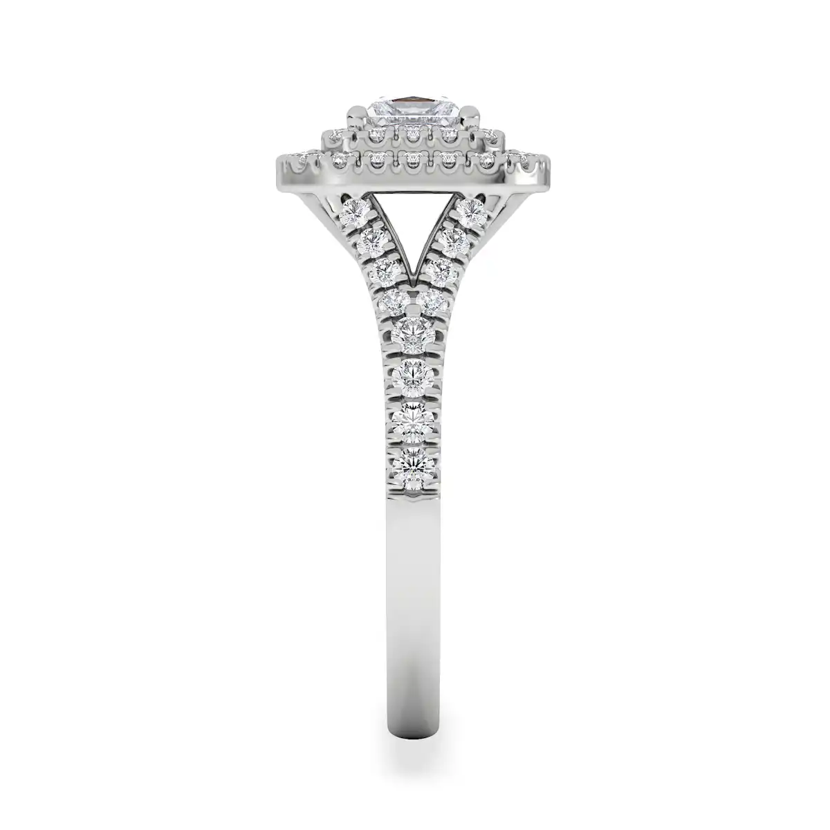 Cleopatra Lab Diamond Halo Engagement Ring 18K White Gold 1.20ct F/VS1