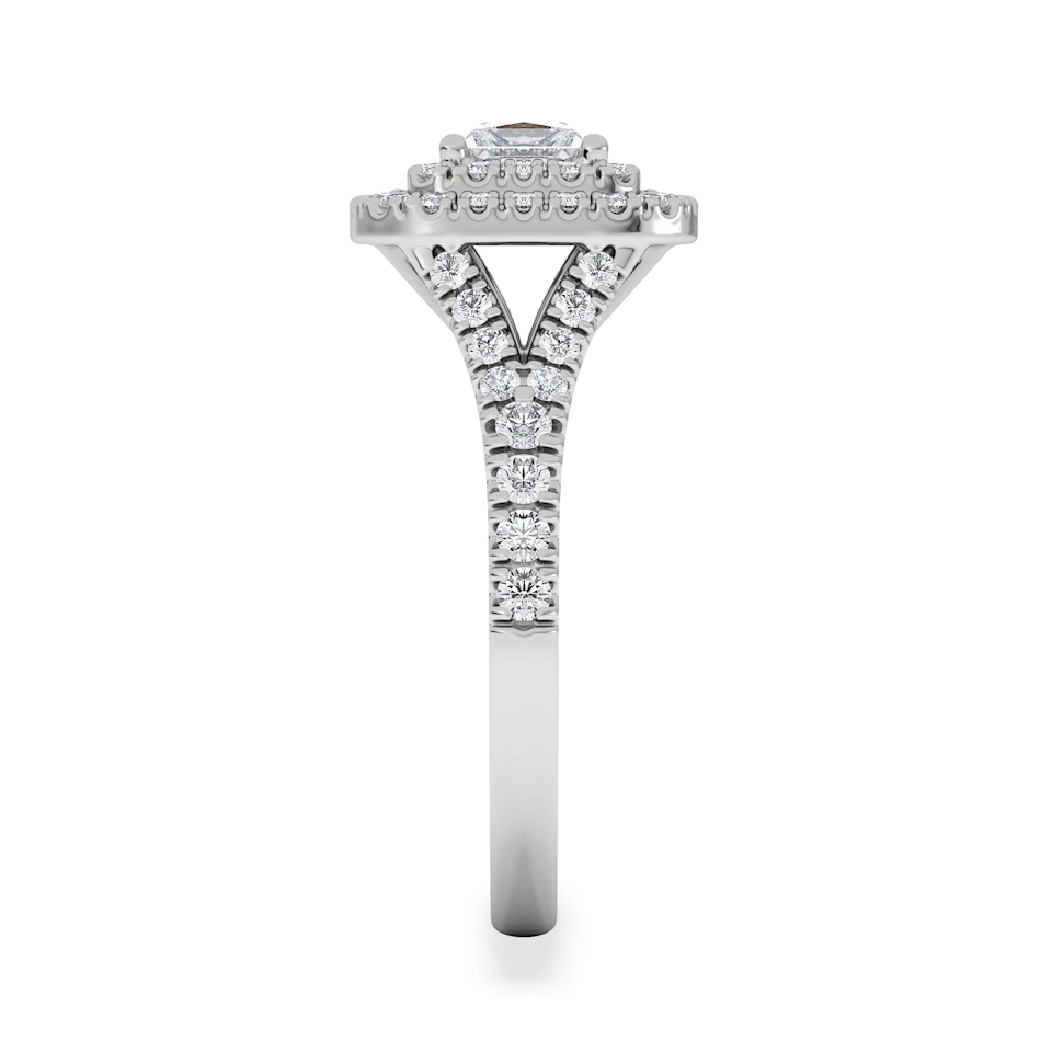 Cleopatra Diamond Halo Engagement Ring 18K White Gold 1.20ct G/SI2