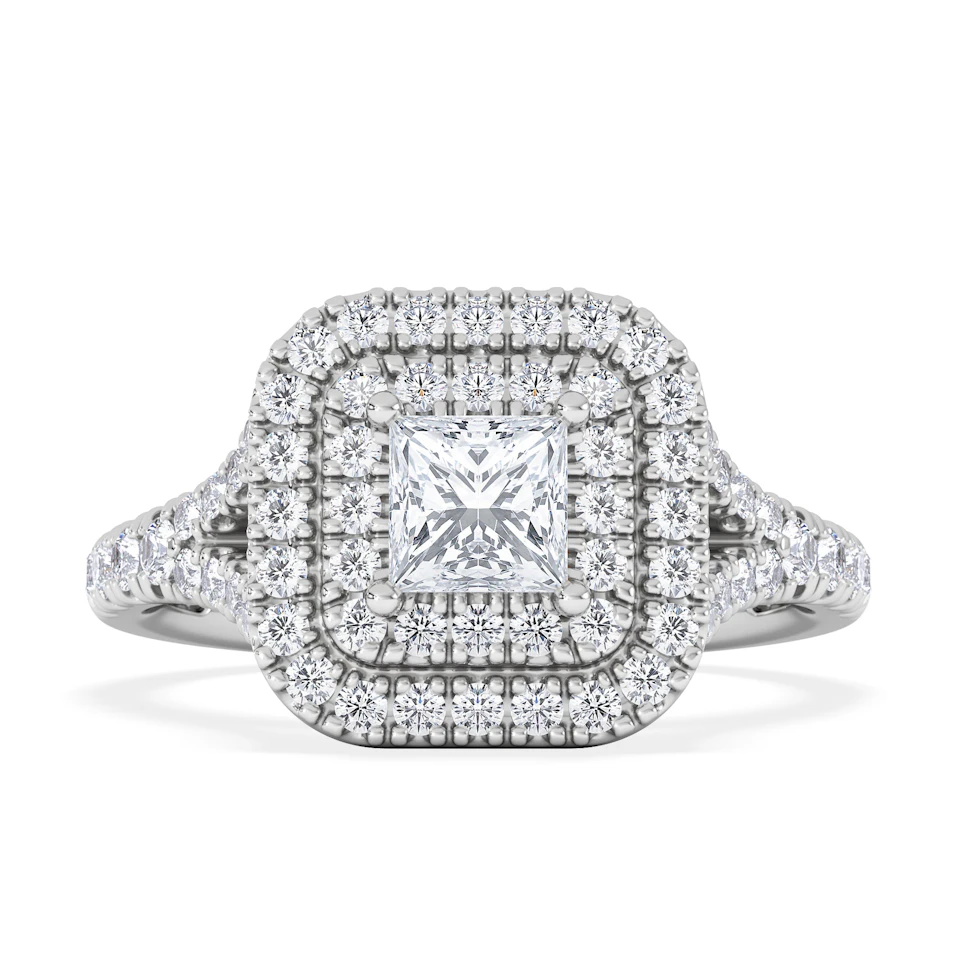Cleopatra Diamond Halo Engagement Ring in Platinum 1.20ct G/SI2