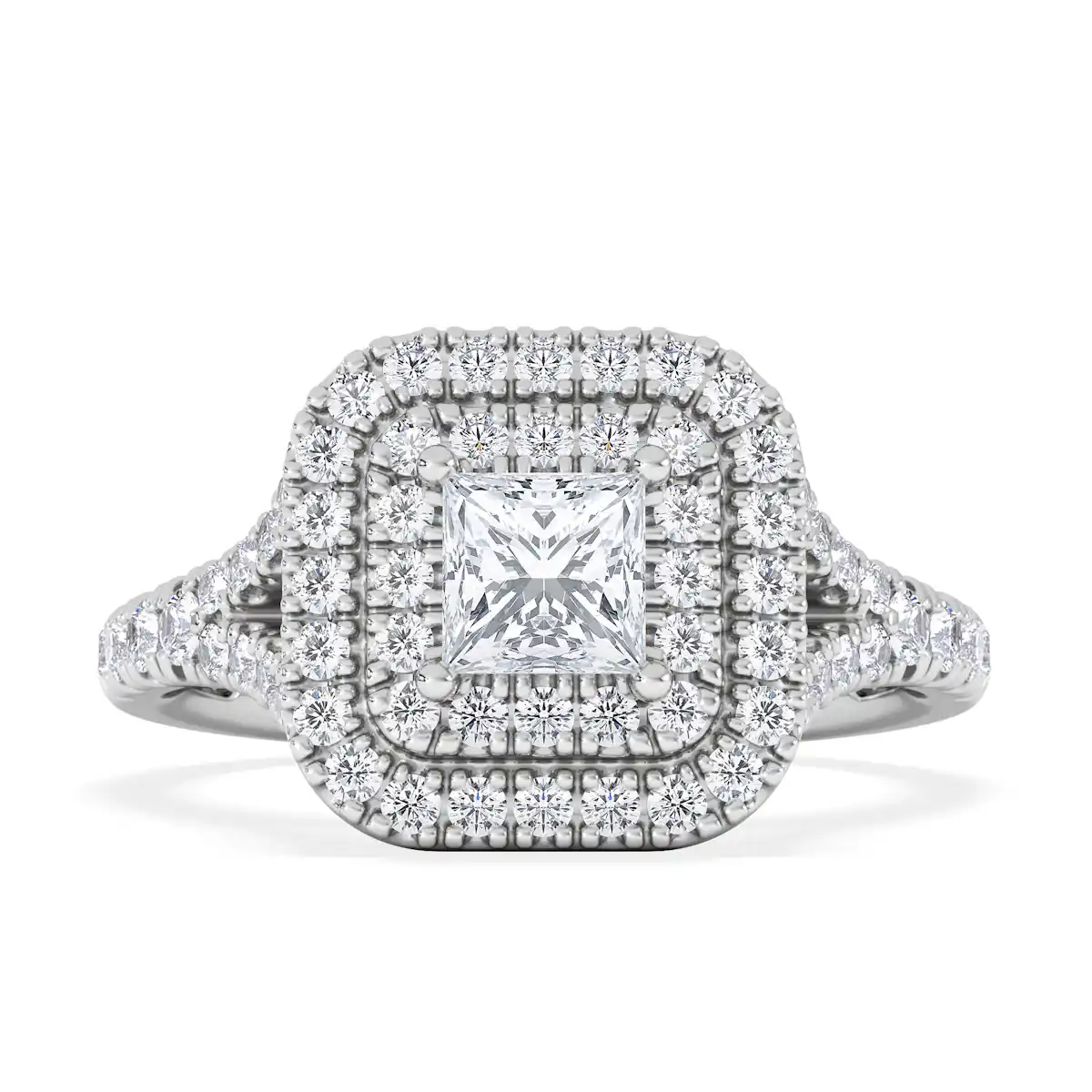 Cleopatra Diamond Halo Engagement Ring in Platinum 1.20ct G/SI2