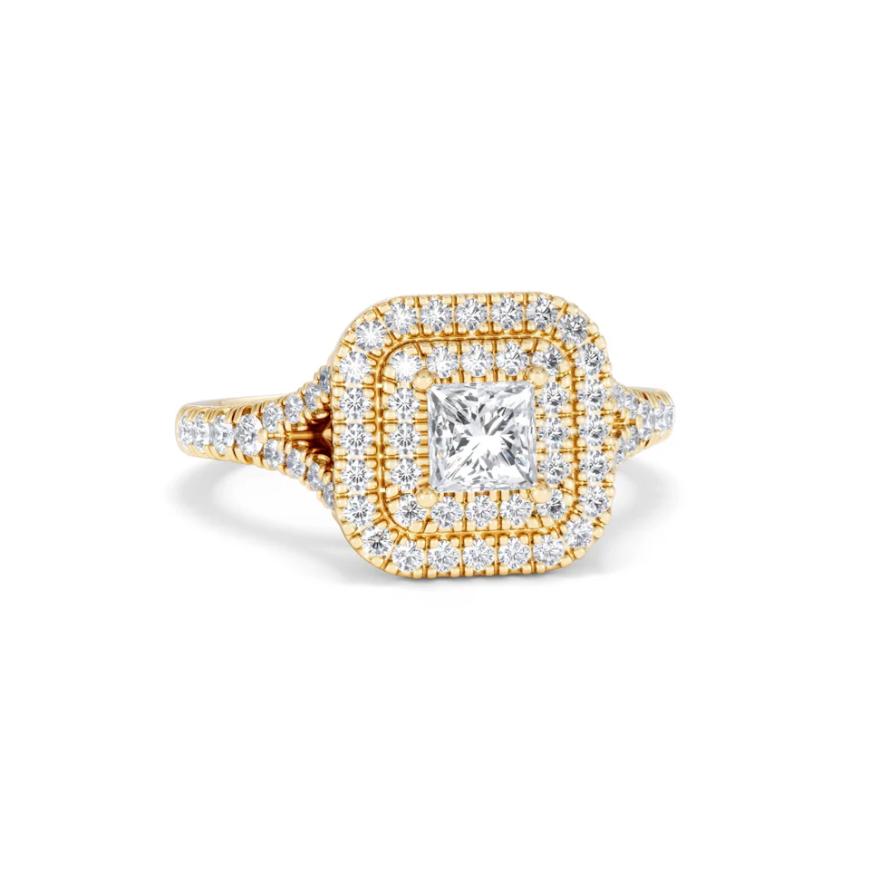 Cleopatra Lab Diamond Halo Engagement Ring in 18K Gold 1.20ct F/VS1