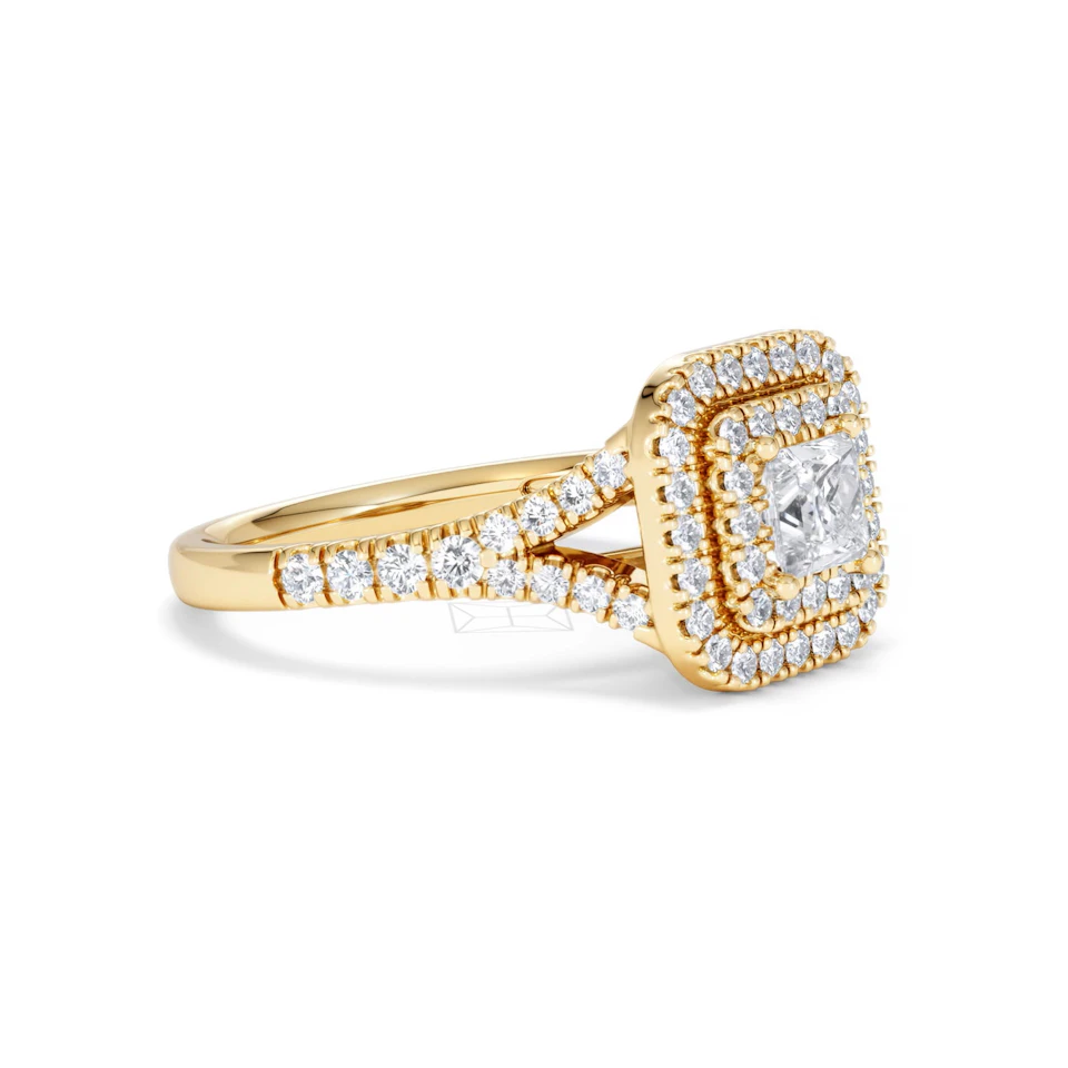 Cleopatra Lab Diamond Halo Engagement Ring in 18K Gold 1.20ct F/VS1
