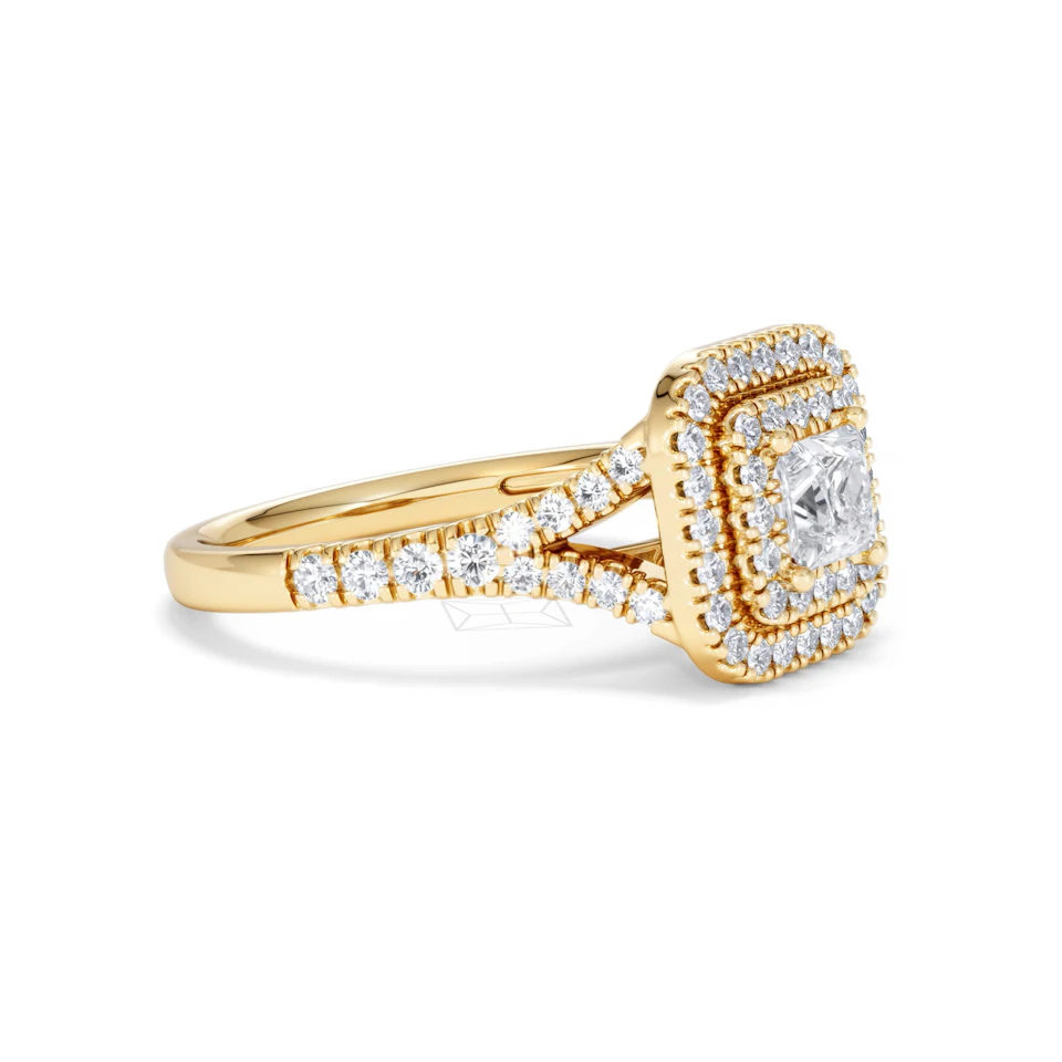 Cleopatra Lab Diamond Halo Engagement Ring in 18K Gold 1.20ct F/VS1