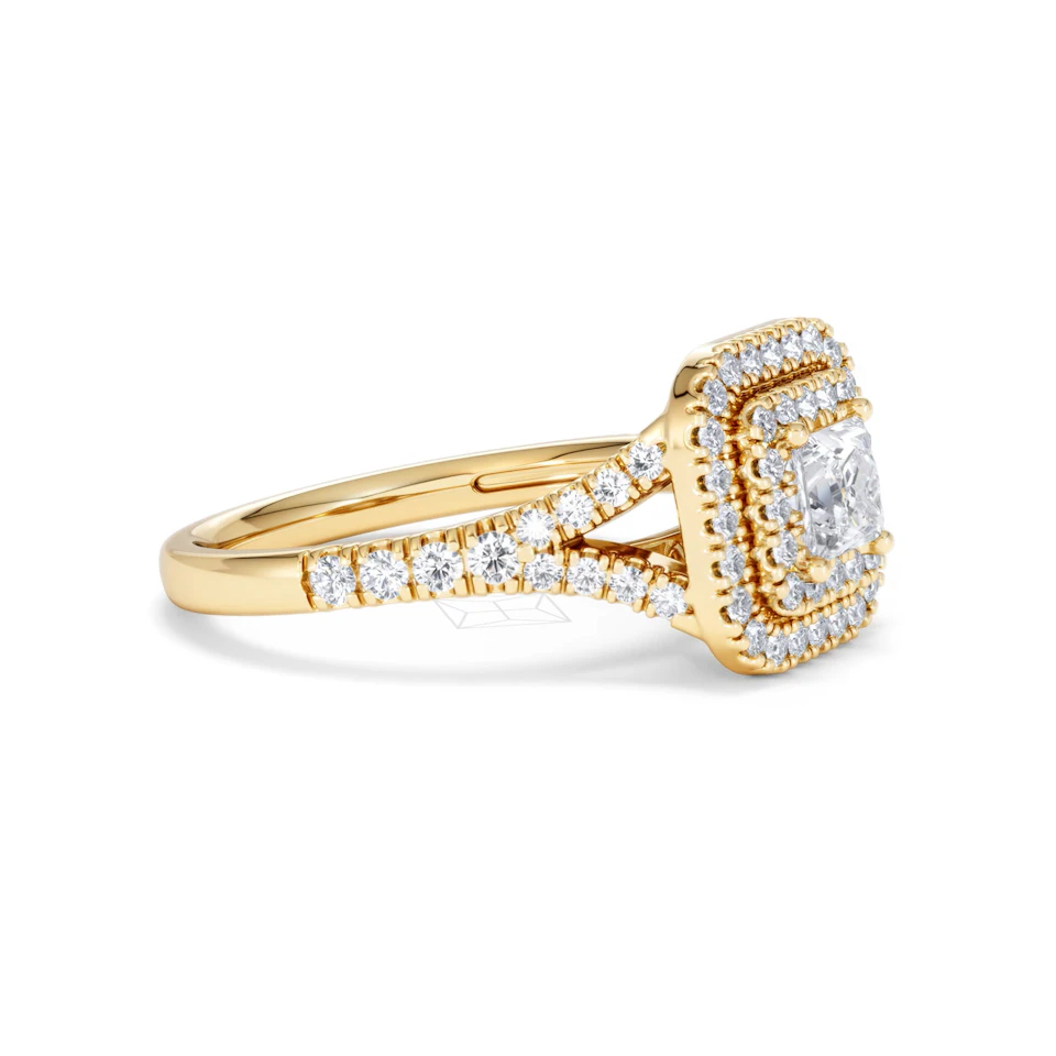 Cleopatra Lab Diamond Halo Engagement Ring in 18K Gold 1.20ct F/VS1