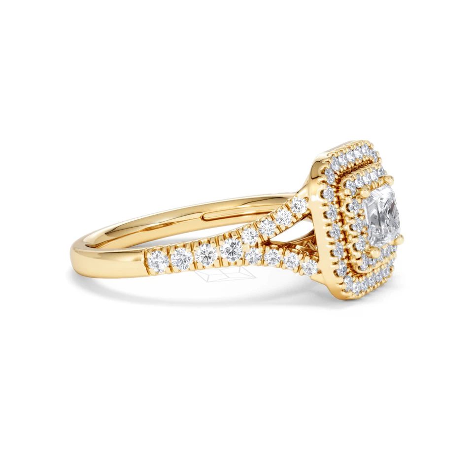 Cleopatra Lab Diamond Halo Engagement Ring in 18K Gold 1.20ct F/VS1