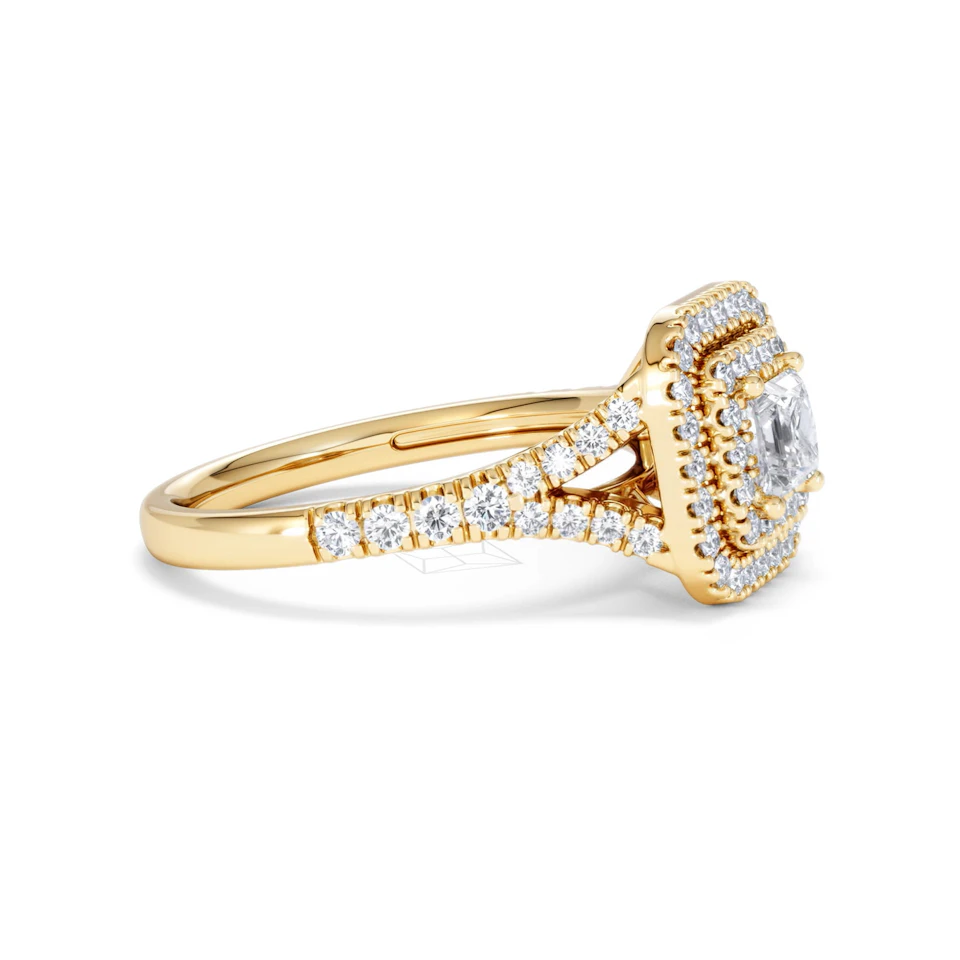 Cleopatra Lab Diamond Halo Engagement Ring in 18K Gold 1.20ct F/VS1
