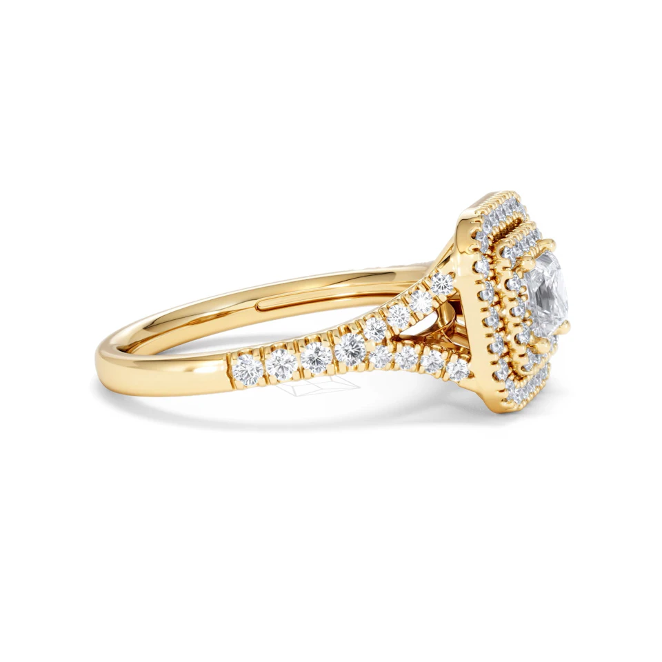 Cleopatra Lab Diamond Halo Engagement Ring in 18K Gold 1.20ct F/VS1