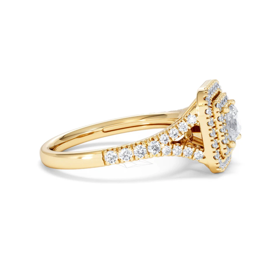 Cleopatra Lab Diamond Halo Engagement Ring in 18K Gold 1.20ct F/VS1