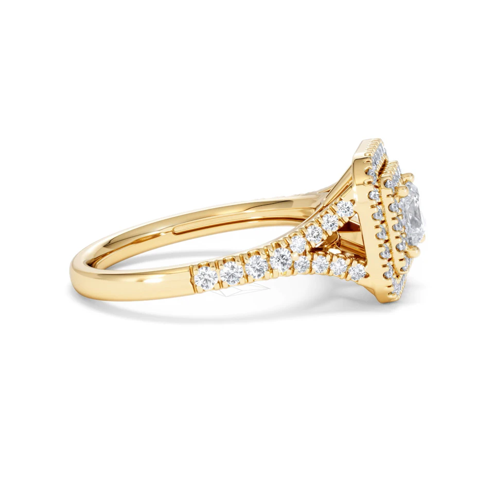 Cleopatra Lab Diamond Halo Engagement Ring in 18K Gold 1.20ct F/VS1