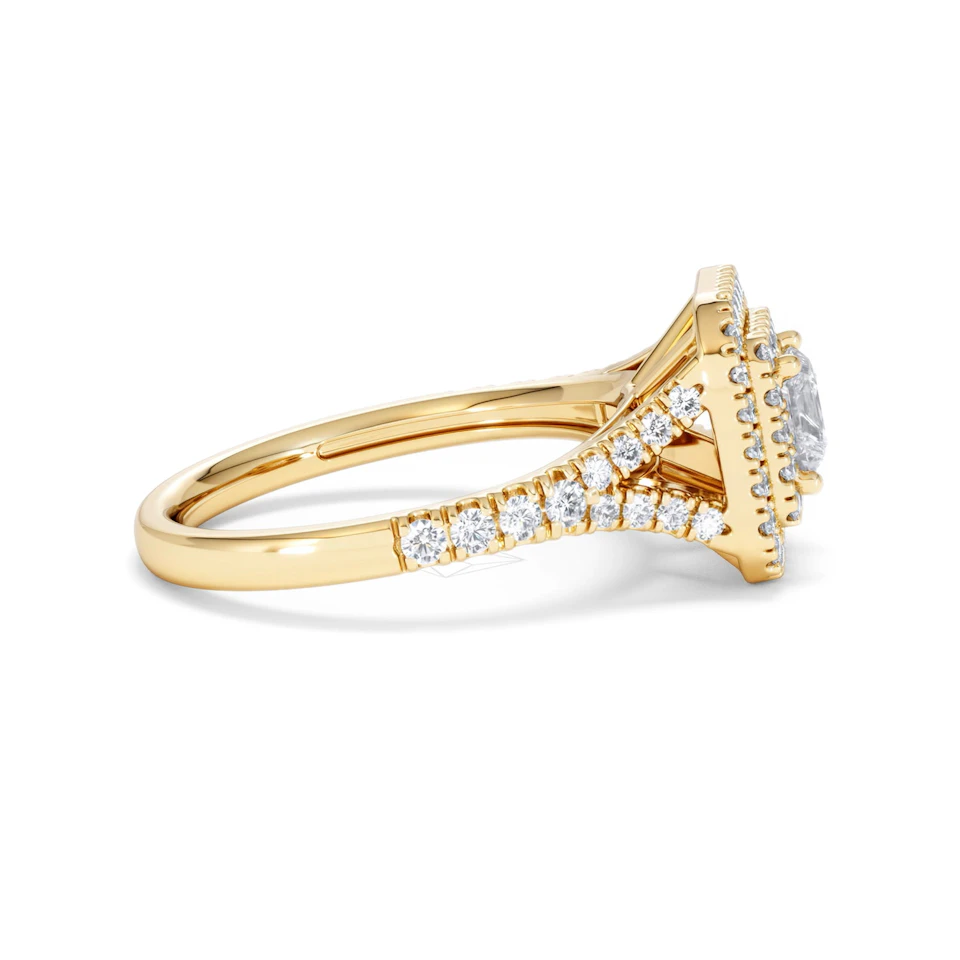 Cleopatra Lab Diamond Halo Engagement Ring in 18K Gold 1.20ct F/VS1