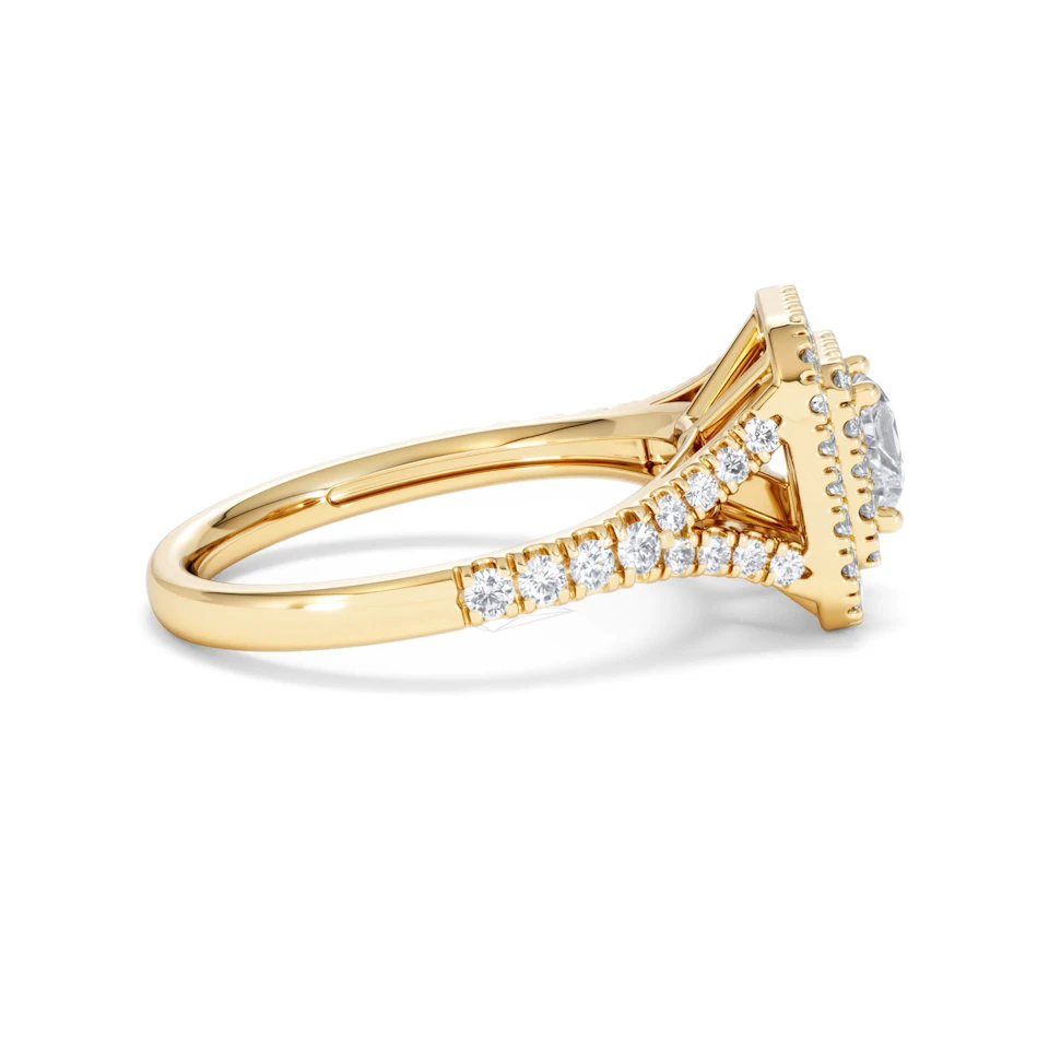 Cleopatra Lab Diamond Halo Engagement Ring in 18K Gold 1.20ct F/VS1