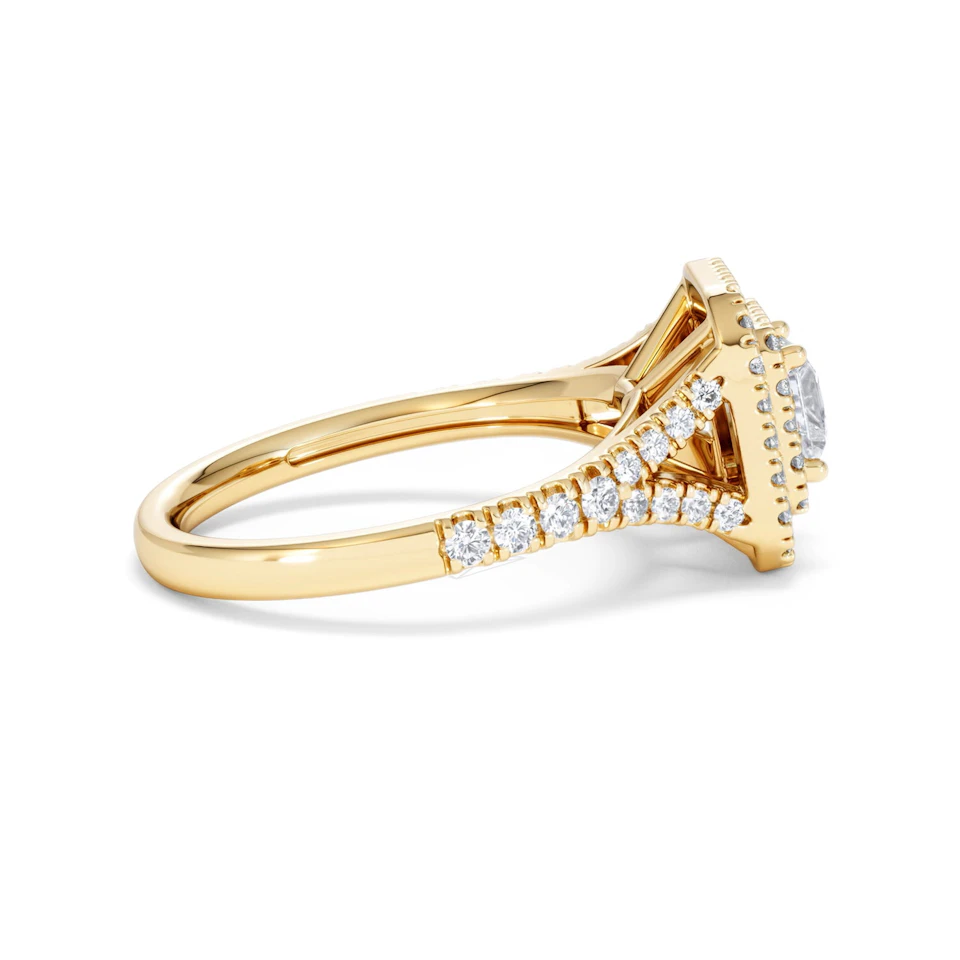 Cleopatra Lab Diamond Halo Engagement Ring in 18K Gold 1.20ct F/VS1