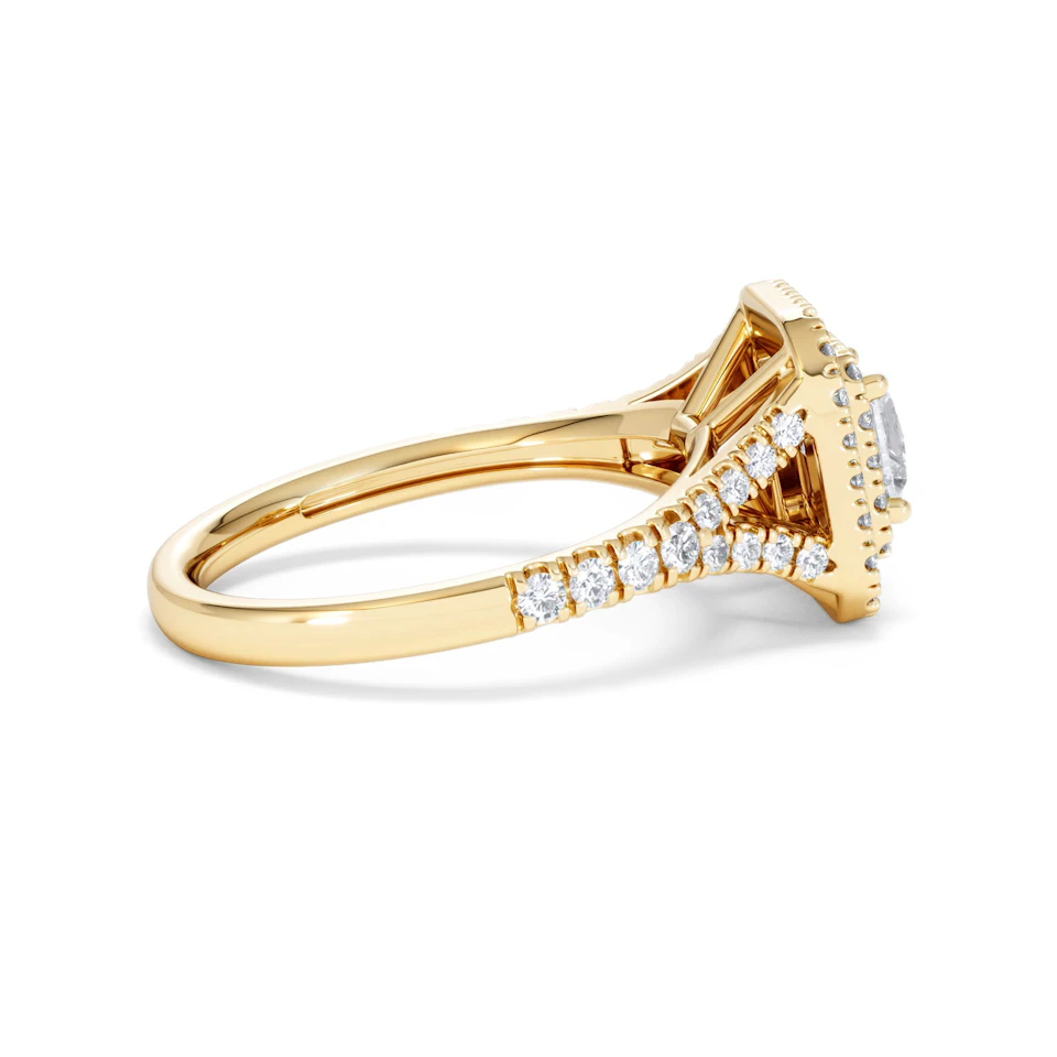 Cleopatra Lab Diamond Halo Engagement Ring in 18K Gold 1.20ct F/VS1