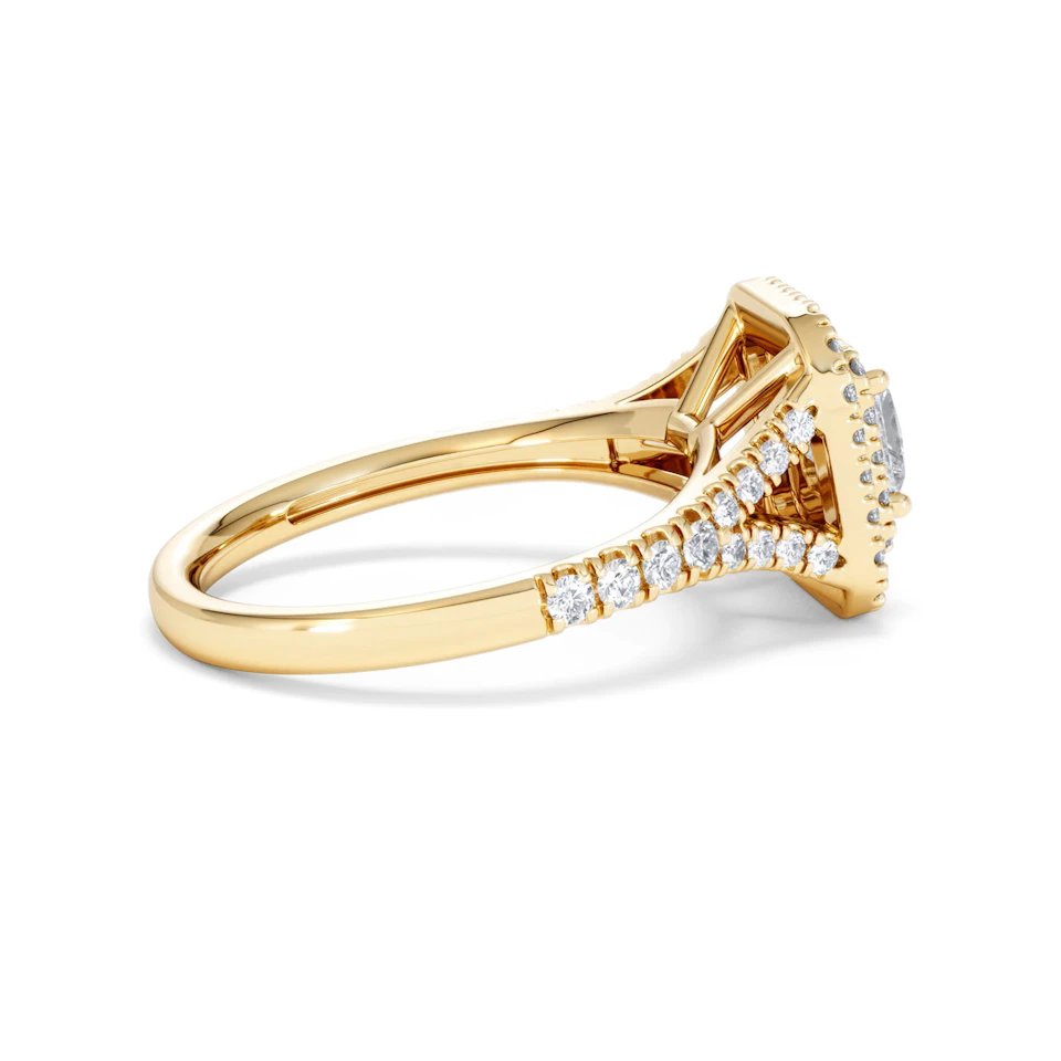 Cleopatra Lab Diamond Halo Engagement Ring in 18K Gold 1.20ct F/VS1