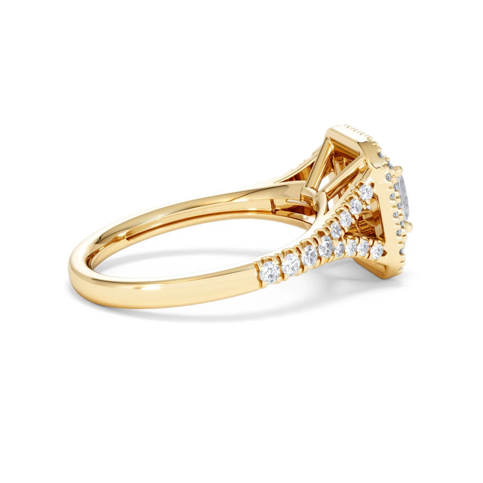 Cleopatra Lab Diamond Halo Engagement Ring in 18K Gold 1.20ct F/VS1