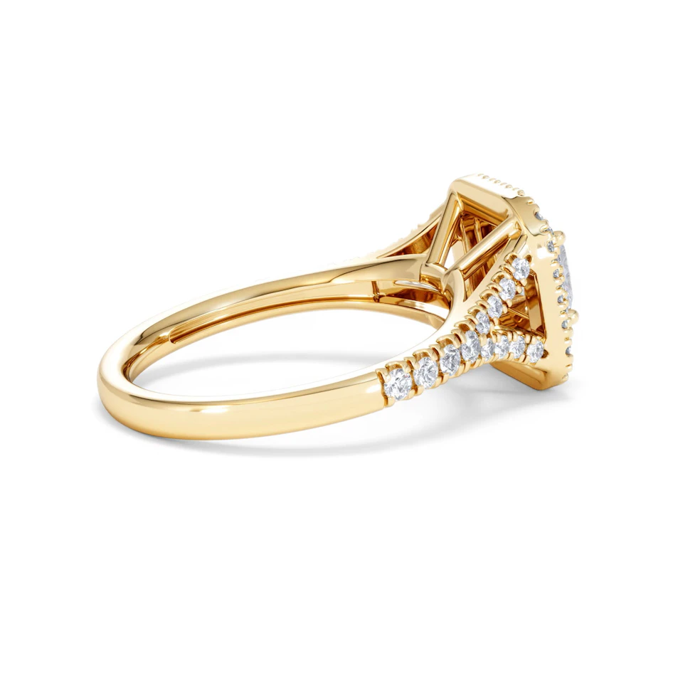 Cleopatra Lab Diamond Halo Engagement Ring in 18K Gold 1.20ct F/VS1