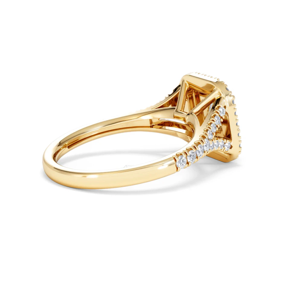 Cleopatra Lab Diamond Halo Engagement Ring in 18K Gold 1.20ct F/VS1