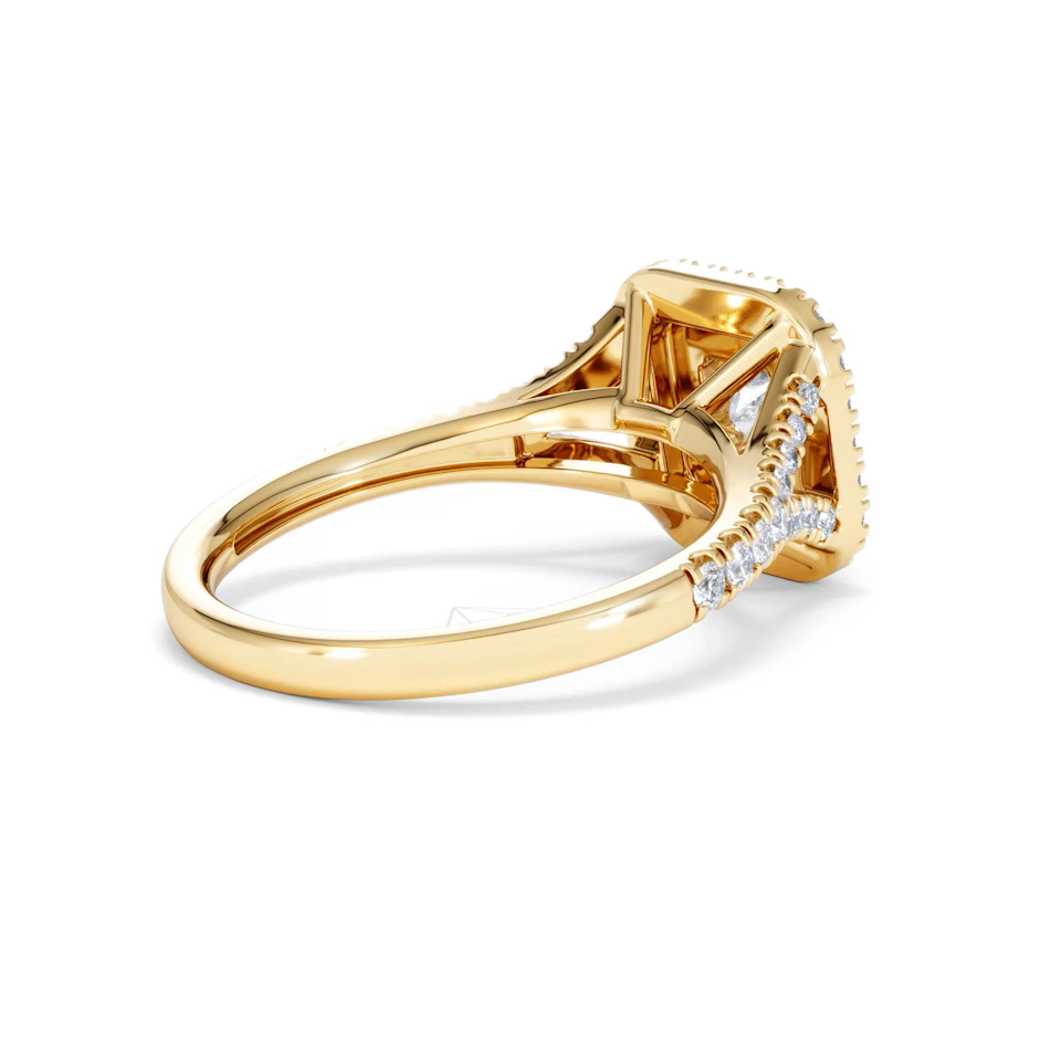 Cleopatra Lab Diamond Halo Engagement Ring in 18K Gold 1.20ct F/VS1