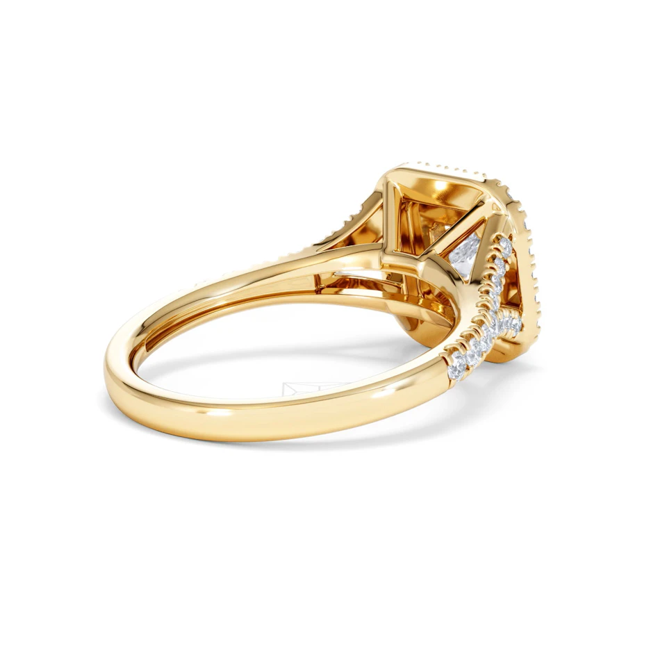 Cleopatra Lab Diamond Halo Engagement Ring in 18K Gold 1.20ct F/VS1