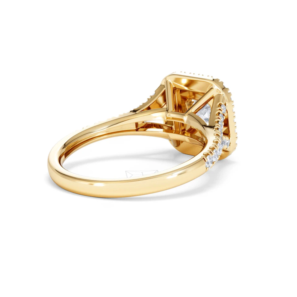 Cleopatra Lab Diamond Halo Engagement Ring in 18K Gold 1.20ct F/VS1