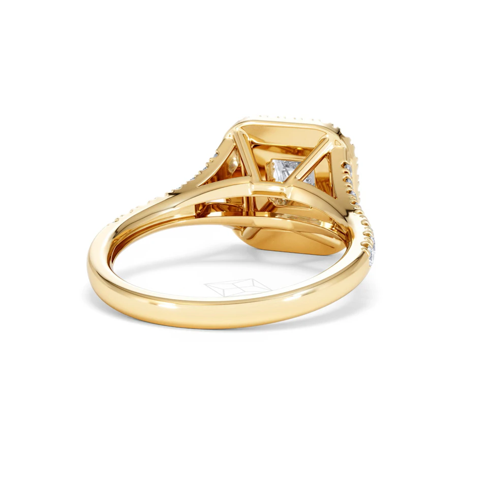 Cleopatra Lab Diamond Halo Engagement Ring in 18K Gold 1.20ct F/VS1