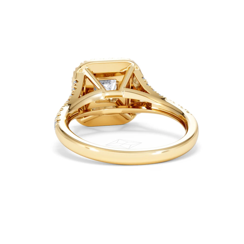 Cleopatra Lab Diamond Halo Engagement Ring in 18K Gold 1.20ct F/VS1