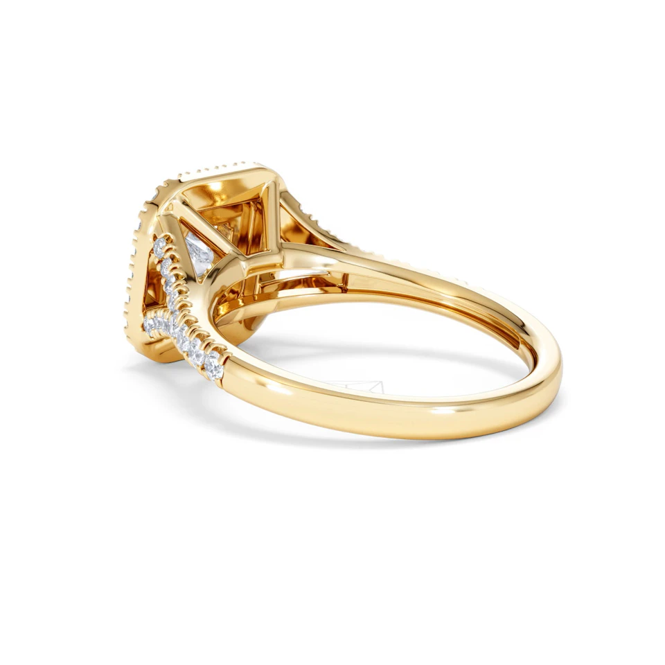 Cleopatra Lab Diamond Halo Engagement Ring in 18K Gold 1.20ct F/VS1