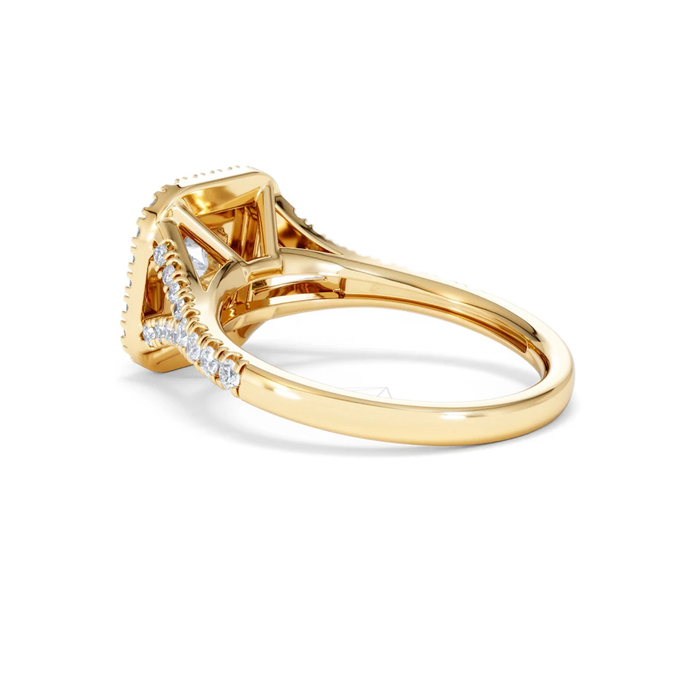 Cleopatra Lab Diamond Halo Engagement Ring in 18K Gold 1.20ct F/VS1