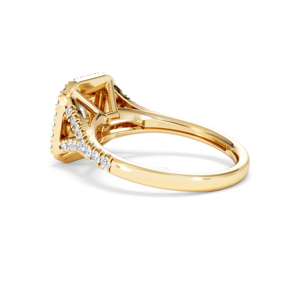 Cleopatra Lab Diamond Halo Engagement Ring in 18K Gold 1.20ct F/VS1