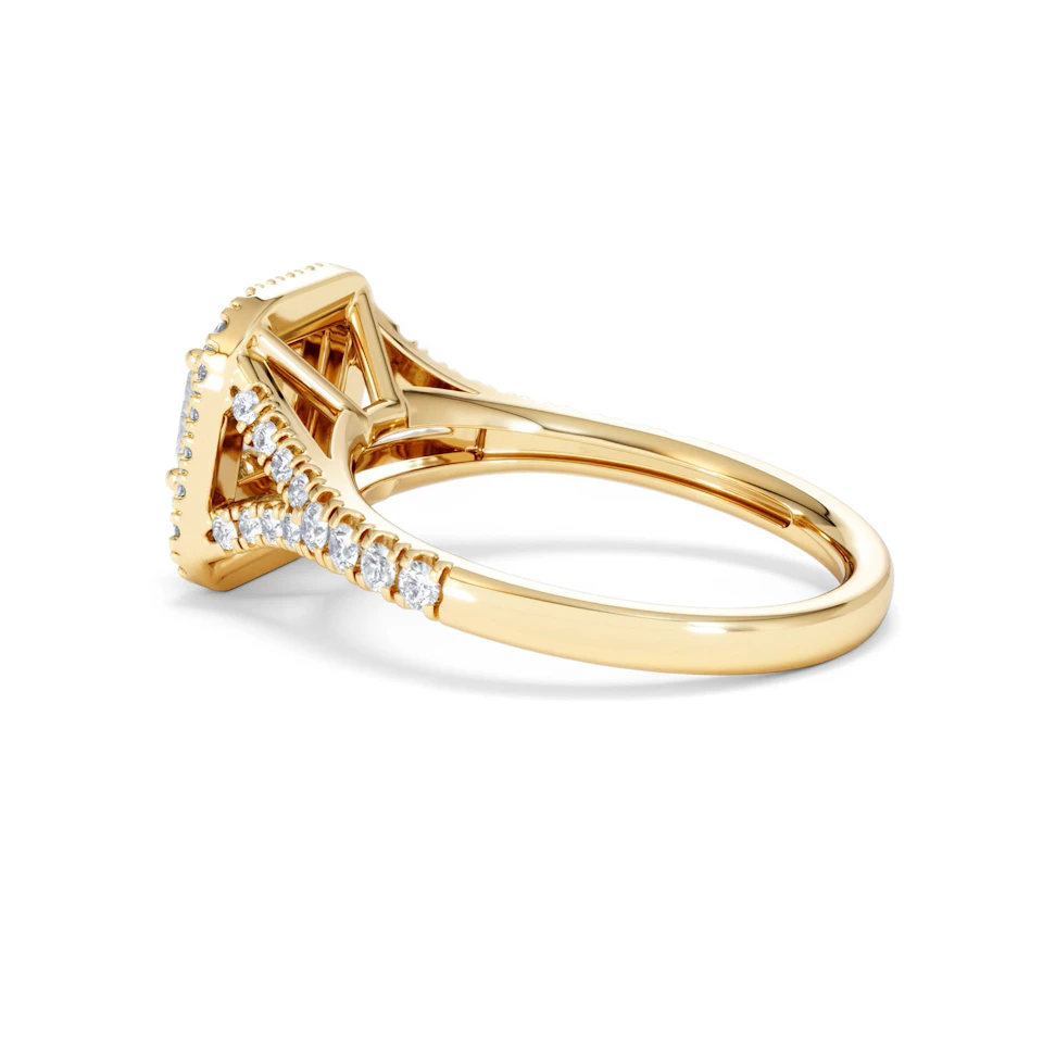 Cleopatra Lab Diamond Halo Engagement Ring in 18K Gold 1.20ct F/VS1