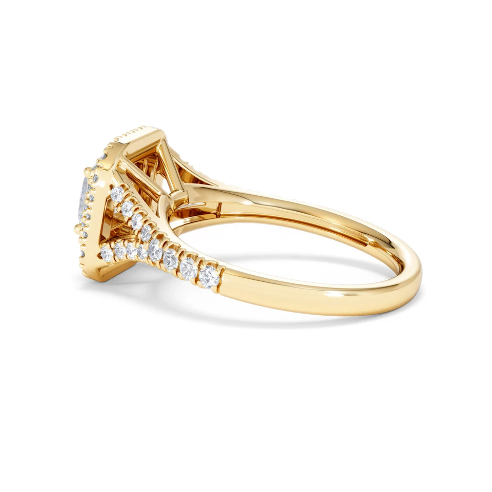 Cleopatra Lab Diamond Halo Engagement Ring in 18K Gold 1.20ct F/VS1