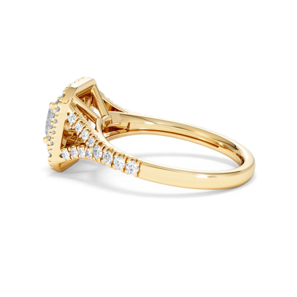 Cleopatra Lab Diamond Halo Engagement Ring in 18K Gold 1.20ct F/VS1