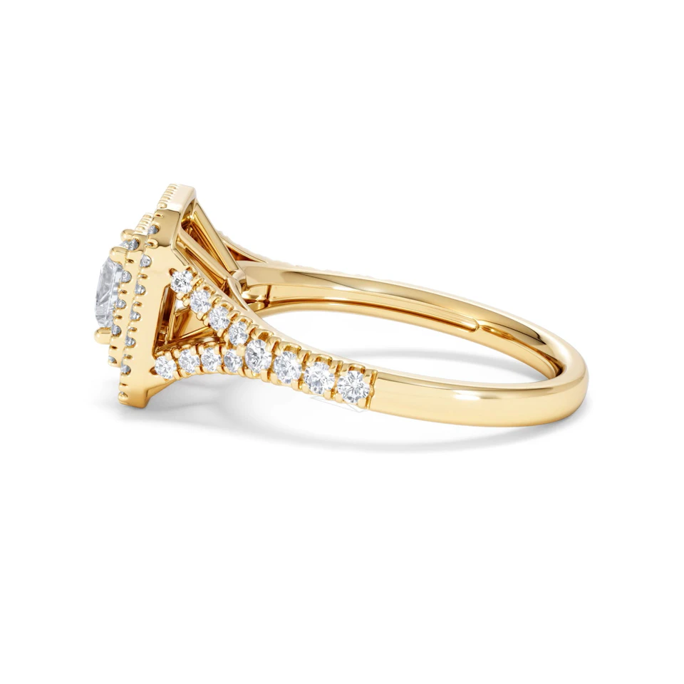 Cleopatra Lab Diamond Halo Engagement Ring in 18K Gold 1.20ct F/VS1