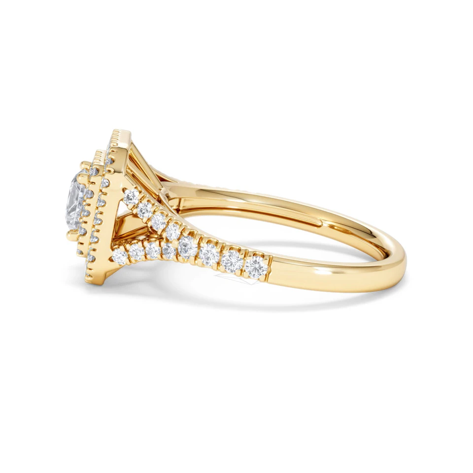 Cleopatra Lab Diamond Halo Engagement Ring in 18K Gold 1.20ct F/VS1