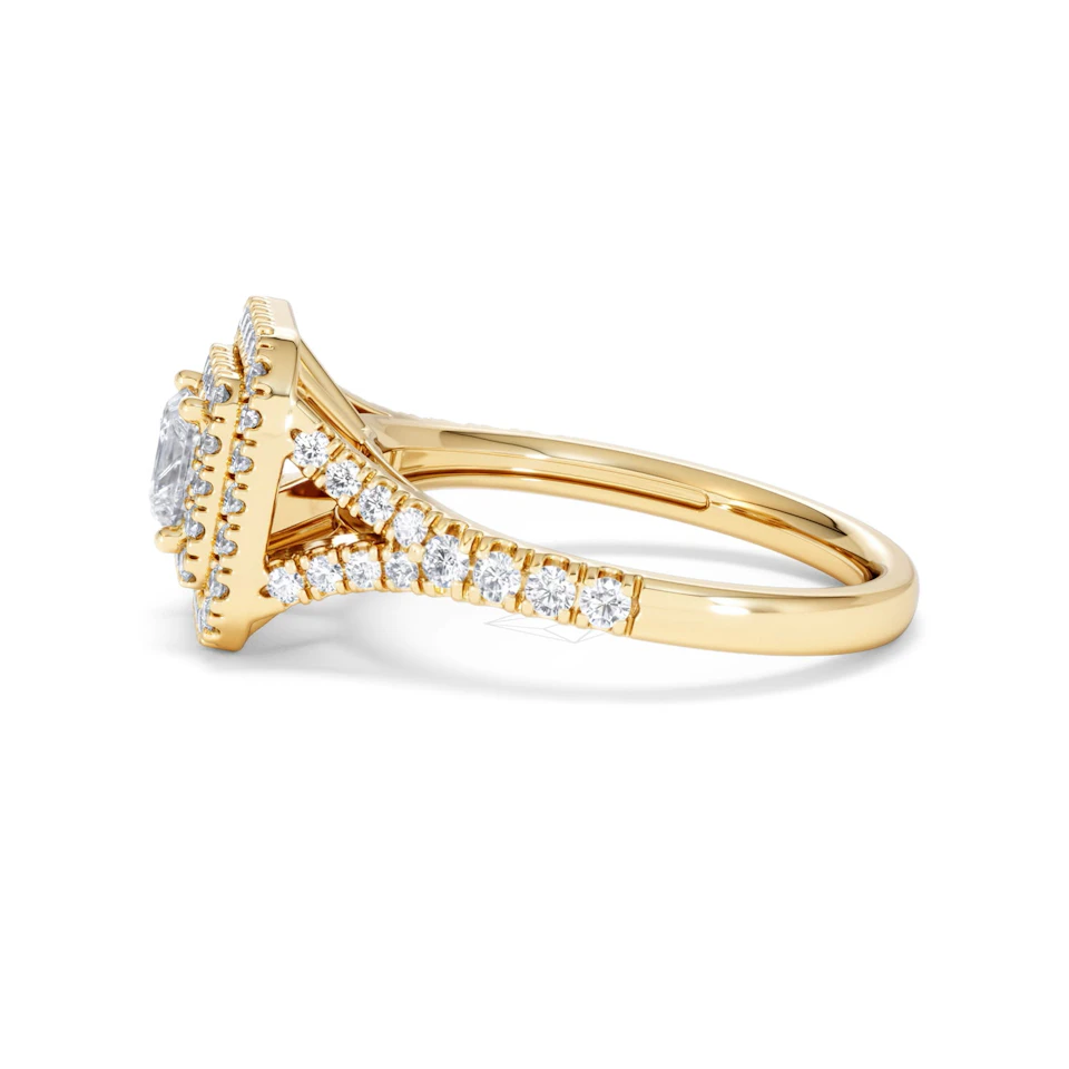 Cleopatra Lab Diamond Halo Engagement Ring in 18K Gold 1.20ct F/VS1