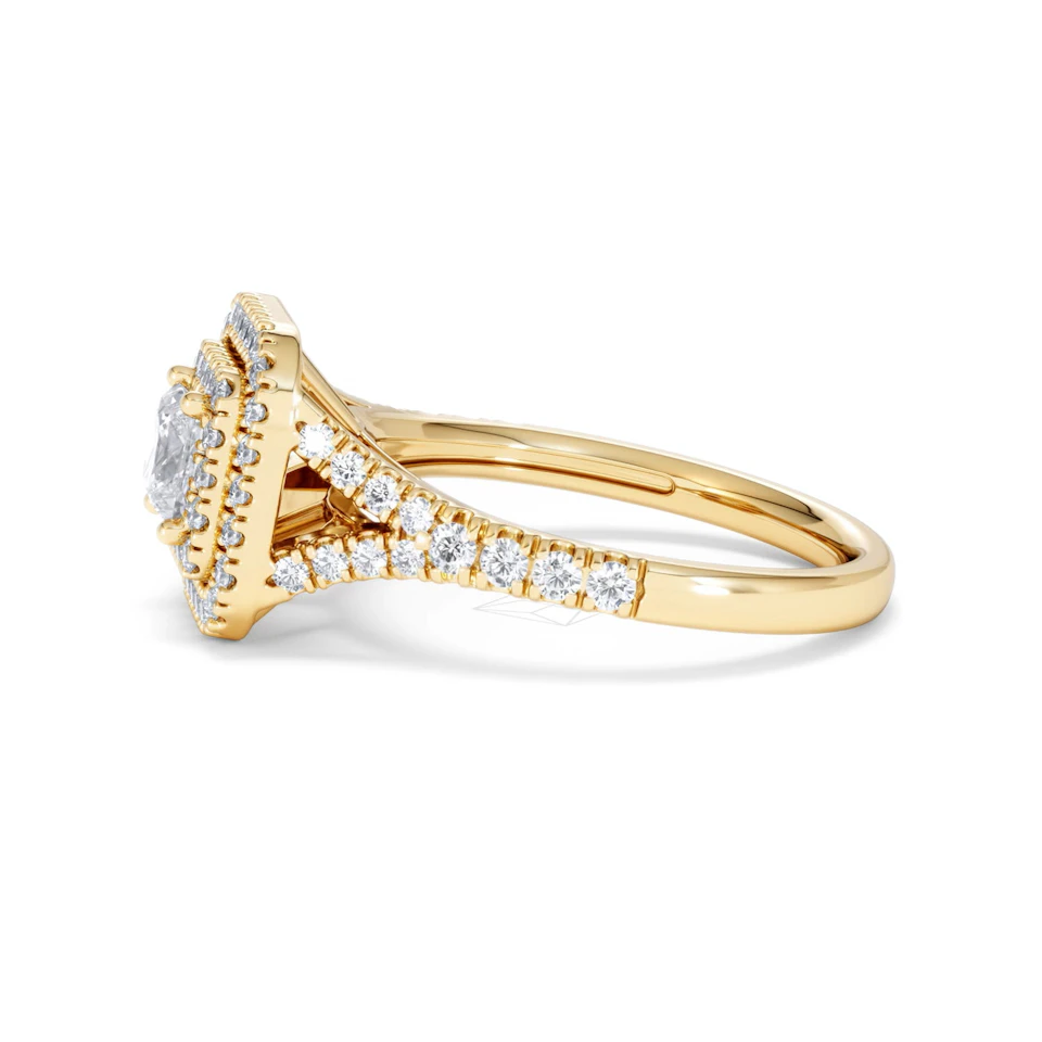 Cleopatra Lab Diamond Halo Engagement Ring in 18K Gold 1.20ct F/VS1
