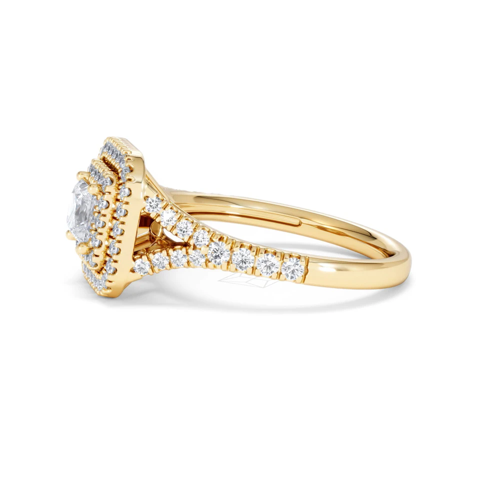 Cleopatra Lab Diamond Halo Engagement Ring in 18K Gold 1.20ct F/VS1